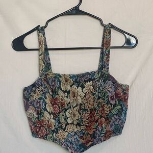 SHEIN Blue Green Bustier Crop Top Sleeveless